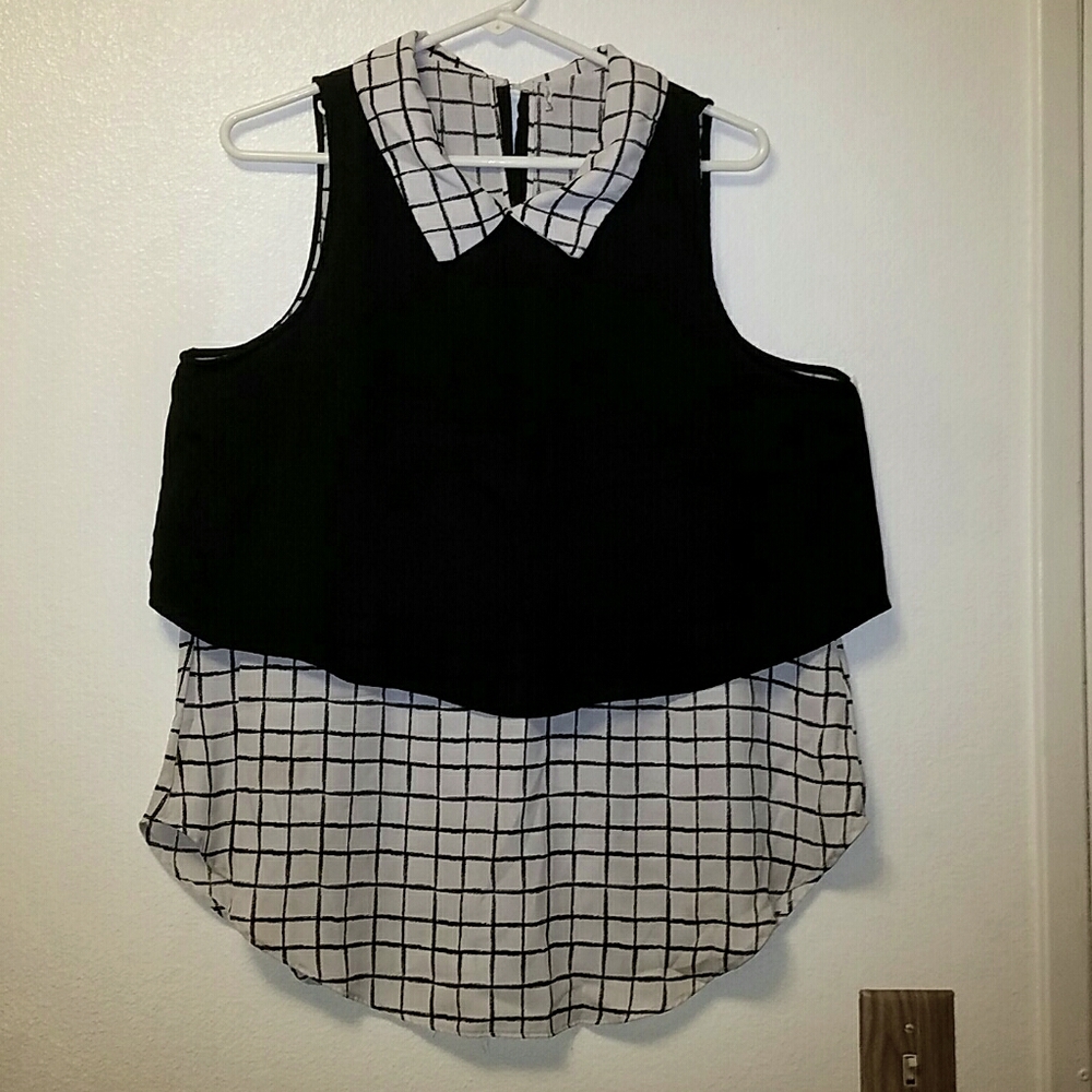Layered Plaid Tunic Size M
